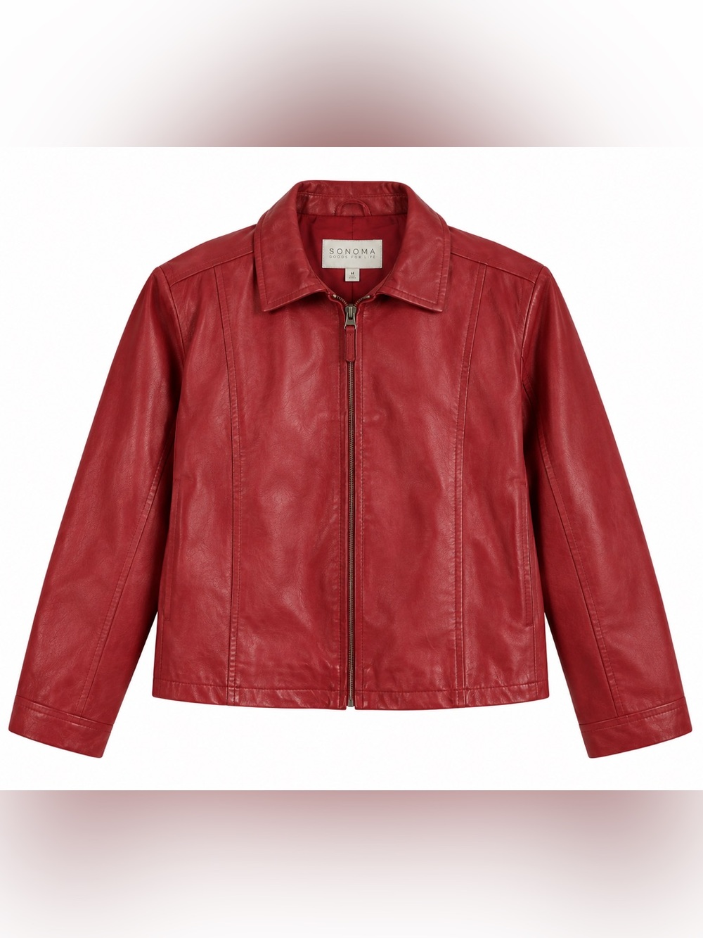 Sonoma Women's Vibrant Red Leather Jacket